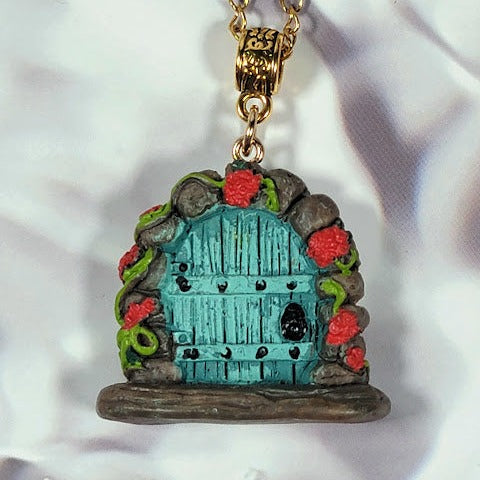 Magical Forest Fairy Door Necklace, Enchanting Woodland Realm Pendant, Fantasy-Inspired Charm, Secret Garden Keepsake