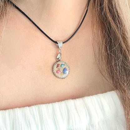 Colorful Seashell Necklace, Handmade Silver Beach Necklace