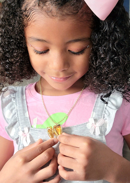 Glittery Pink Heart Locket Necklace