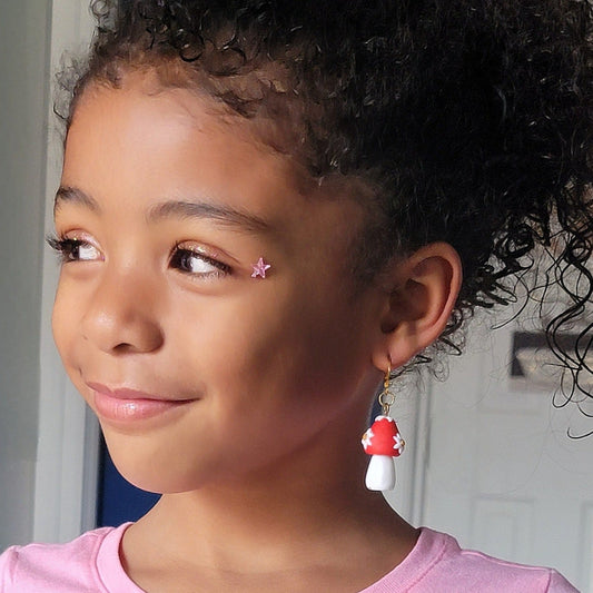 Cute Magic Mushroom Earring, Adorable Red & White Dangle, Fun Kid's Accessories