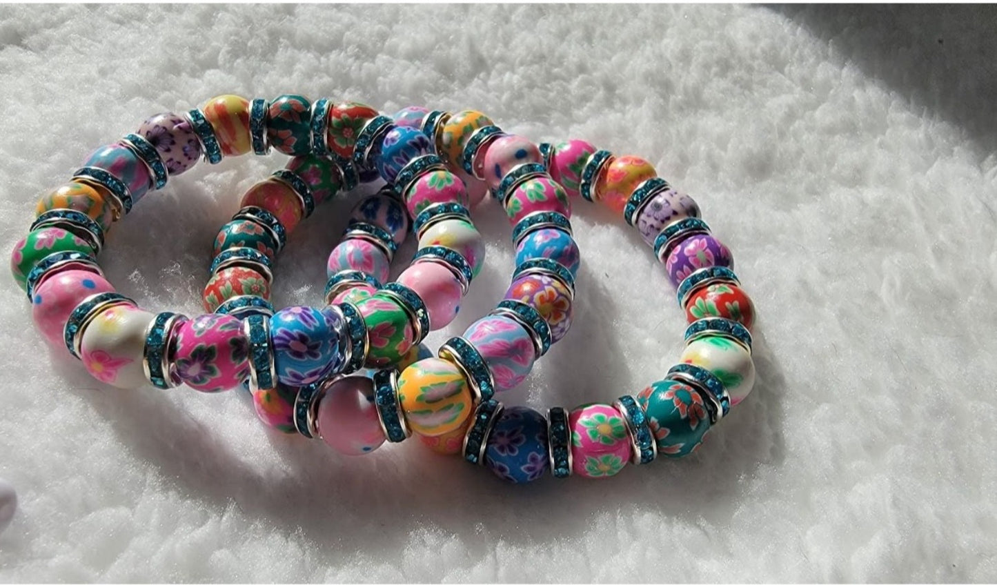 Spring and Summer Color Vibe Bracelet, Multicolored Polymer Clay Wristlet, Festive Jewelry