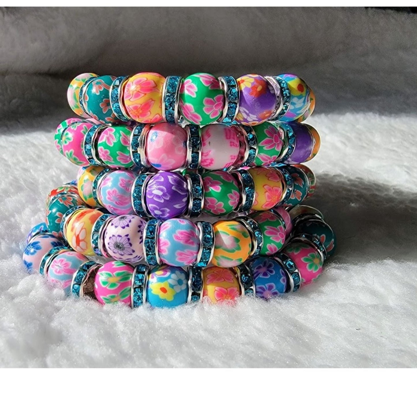 Spring and Summer Color Vibe Bracelet, Multicolored Polymer Clay Wristlet, Festive Jewelry