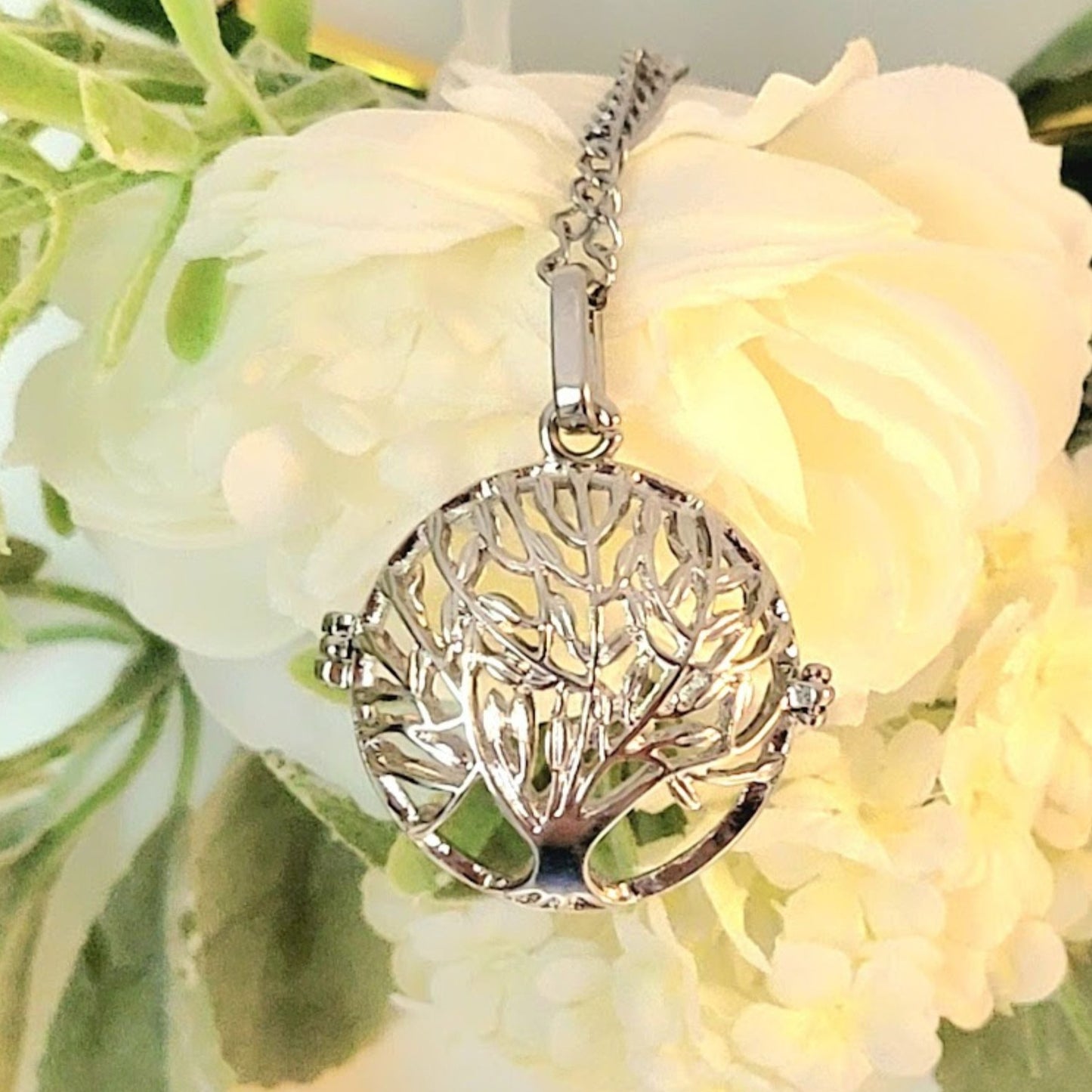 Filigree Tree of Life Locket Necklace, Symbolic Charm, Elegant Accessory