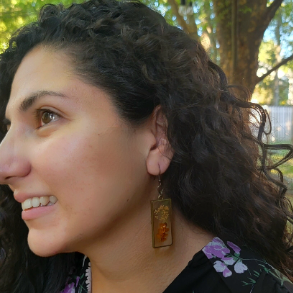 One of a Kind Burnt Orange Limonium Earring, Delicate Dried Blossom Dangle, Artistic Fall Nature Pendant