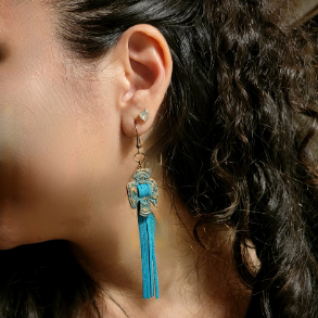 Teal Thunderbird Design Earring, Native American Jewelry, Navajo Turquoise Dangle, Tribal Accessory, American Indian, Ethnic Trend