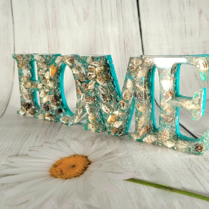 Seashell Decor Home Sign, Handmade Tropical Vibe Centerpiece, Vibrant Beach Inspired Entryway Sign