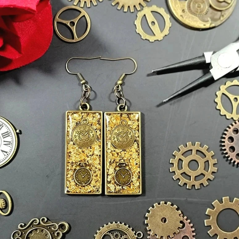 Bold & Edgy Steampunk Earrings, Cosplay and Costume Party Accessory, Machine Aesthetic Dangle