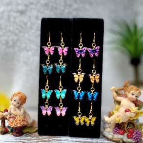 Multi-Colored Elegant Butterfly Earrings, Symbol of Spiritual Rebirth Dangle