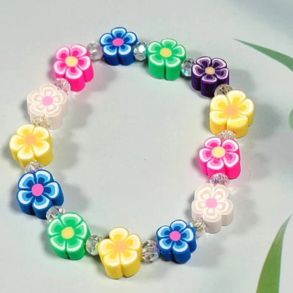 Polymer Clay Flower Butterfly Bracelet, Waterproof Jewelry, Comfort-Fit Wristlet, Young Teen Wear