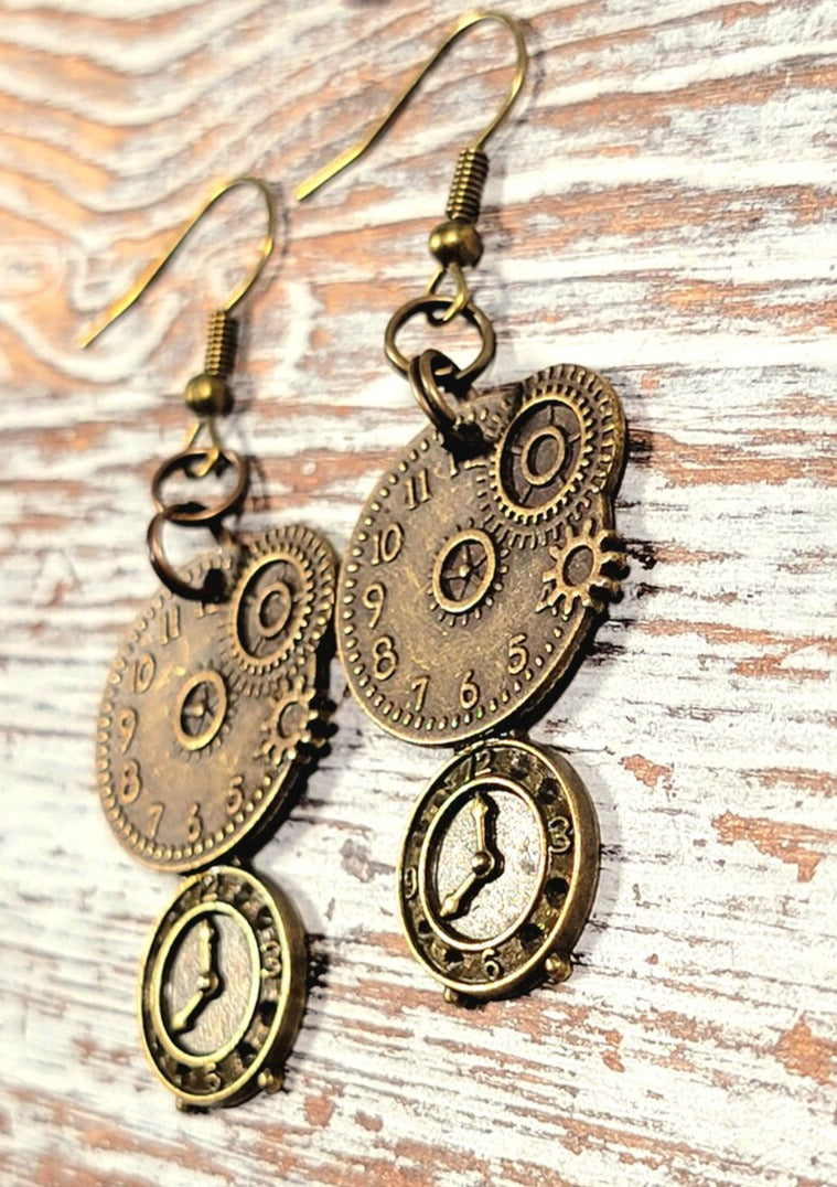 Pendientes Steampunk victorianos, fiestas de disfraces y cosplay, joyas únicas hechas a mano, diseño industrial retro, atrevido y atrevido, joyería punk