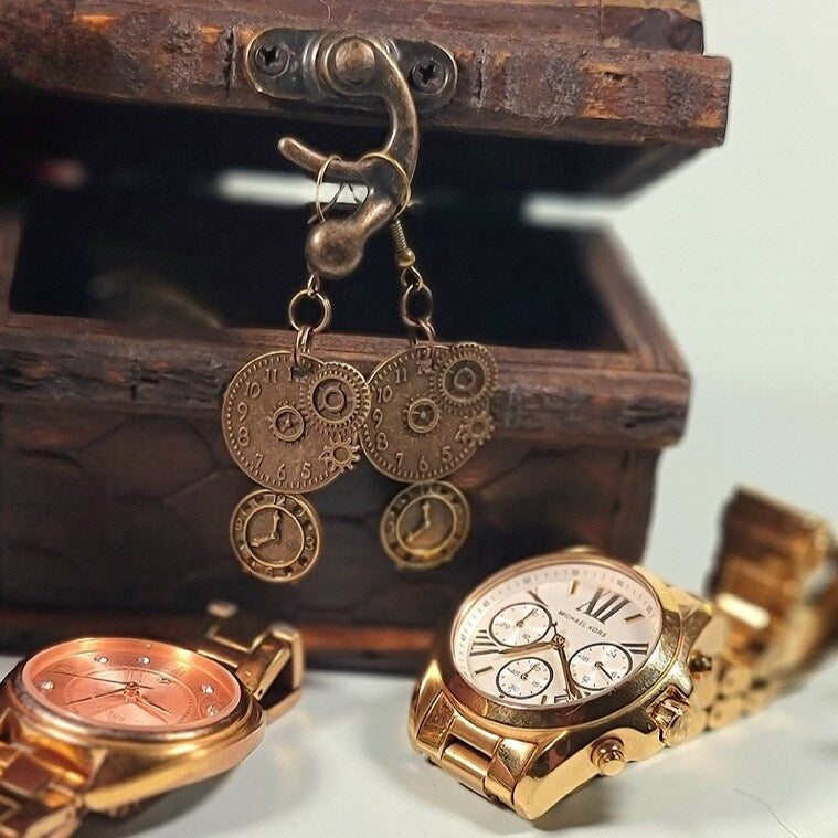 Pendientes Steampunk victorianos, fiestas de disfraces y cosplay, joyas únicas hechas a mano, diseño industrial retro, atrevido y atrevido, joyería punk