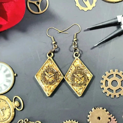 Cosplay Steampunk Dangle Earrings, Clock Parts Jewelry