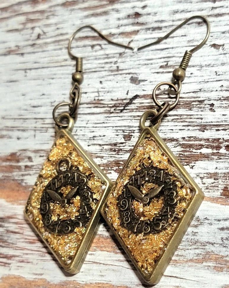 Cosplay Steampunk Dangle Earrings, Clock Parts Jewelry