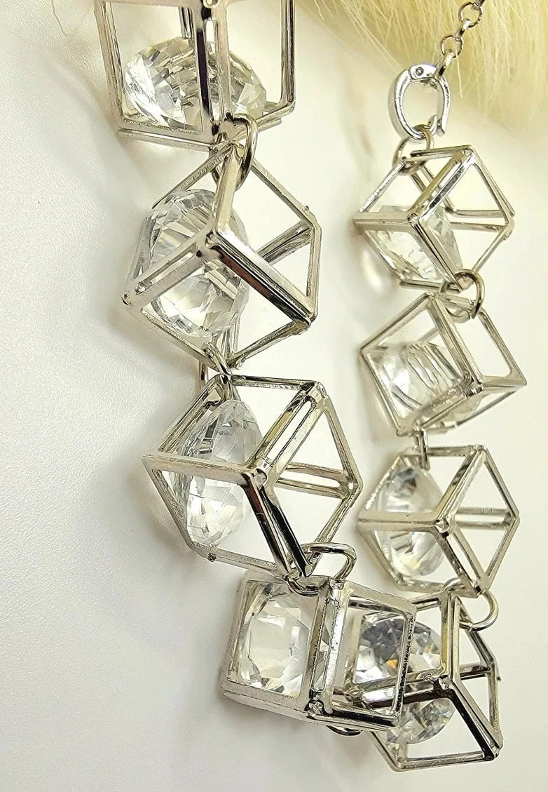 Elegant Redefined Crystal Necklace, Sophisticated Cube Glass Jewelry