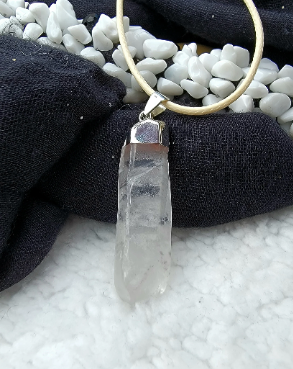 Faceted Dagger Crystal Stone Necklace, Bullet Jewelry, Clear Quartz Pendant