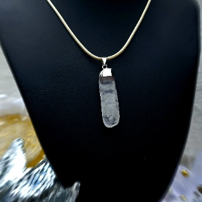 Faceted Dagger Crystal Stone Necklace, Bullet Jewelry, Clear Quartz Pendant