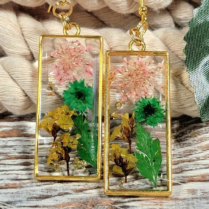 Everlasting Fall Flower Earrings, Handcrafted Autumn Botanical Dangles