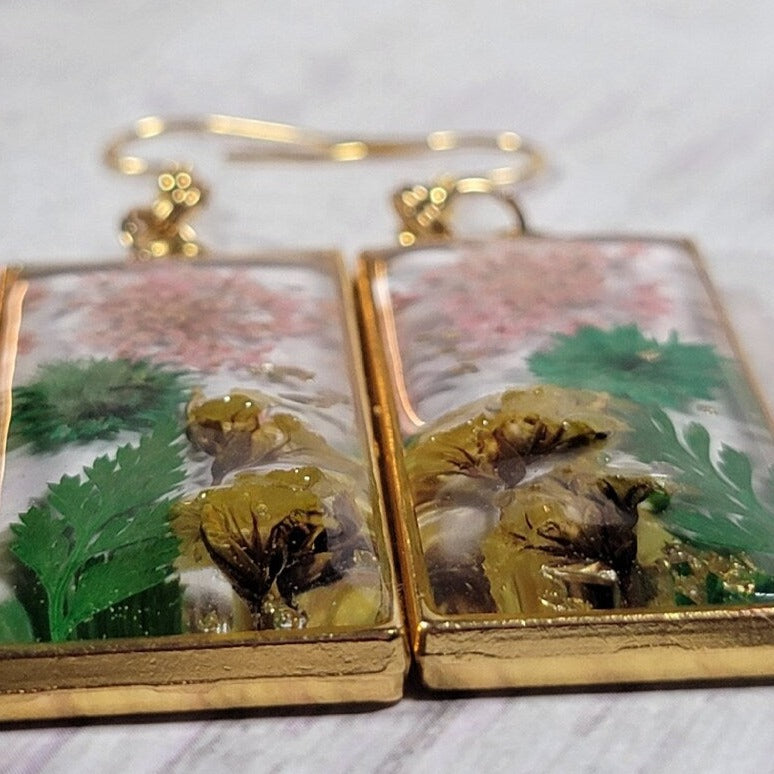 Everlasting Fall Flower Earrings, Handcrafted Autumn Botanical Dangles