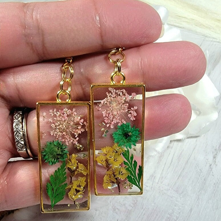 Everlasting Fall Flower Earrings, Handcrafted Autumn Botanical Dangles