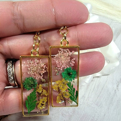 Everlasting Fall Flower Earrings, Handcrafted Autumn Botanical Dangles