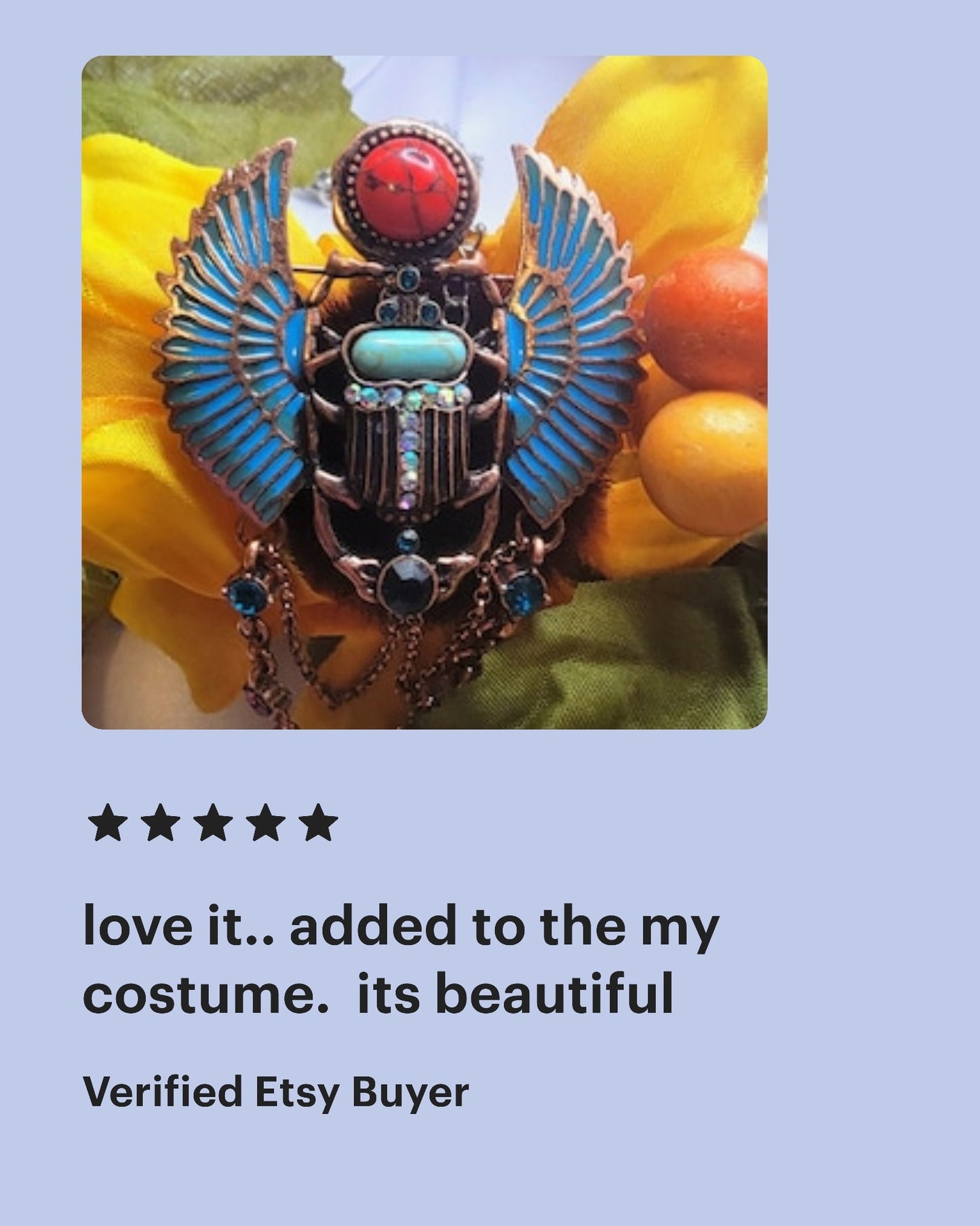 Blue Scarab Beetle Necklace & Brooch