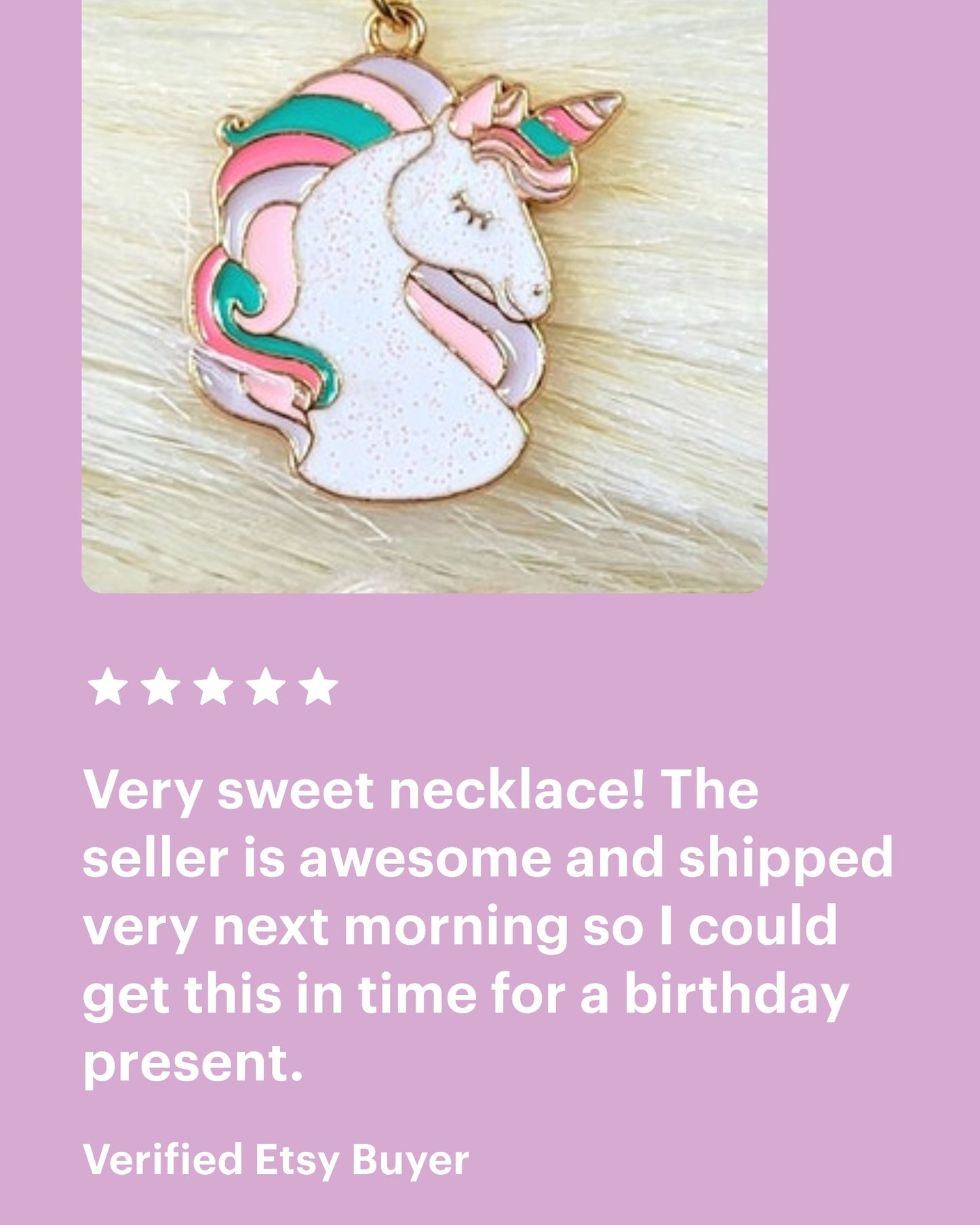 Kid's Pink Unicorn Necklace, White Pegasus Pendant