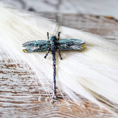 Broche de pedrería de libélula con joyas, joyería de doble uso, joyería inspirada en la naturaleza, accesorio de declaración único, encanto de moda de moda, artesano