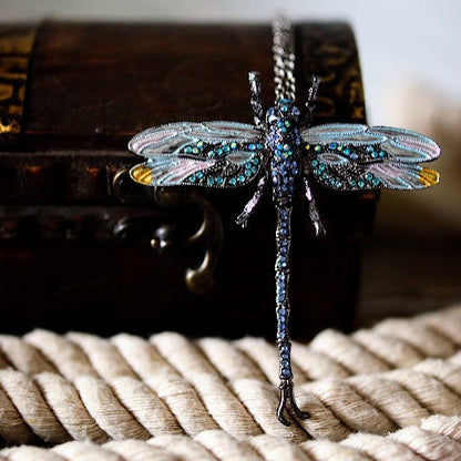 Jeweled Dragonfly Rhinestone Brooch / Necklace, Dual Use Jewelry, Nature Inspired Pendant, Unique Statement Accessory