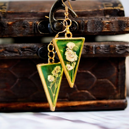 Lightweight Botanical Earrings in Yellow Tinted Resin