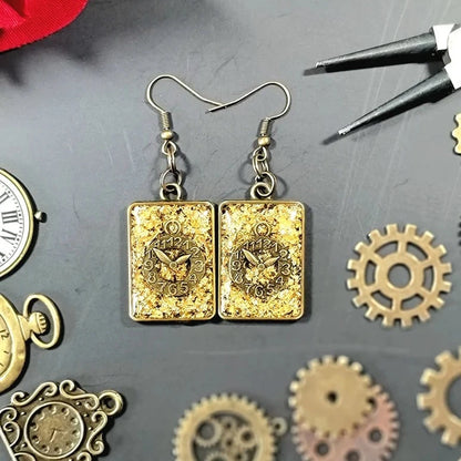 Industrial Style Steampunk Clock Earring, Victorian Industrial Jewelry, Vintage Retro Dangle, Gears & Cogs Clockwork