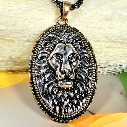 Collier tête de lion, mode masculine, bijoux symboliques, cadeau mémorable fait à la main, collier en hématite plaquée, cadeau de la fête des pères, force