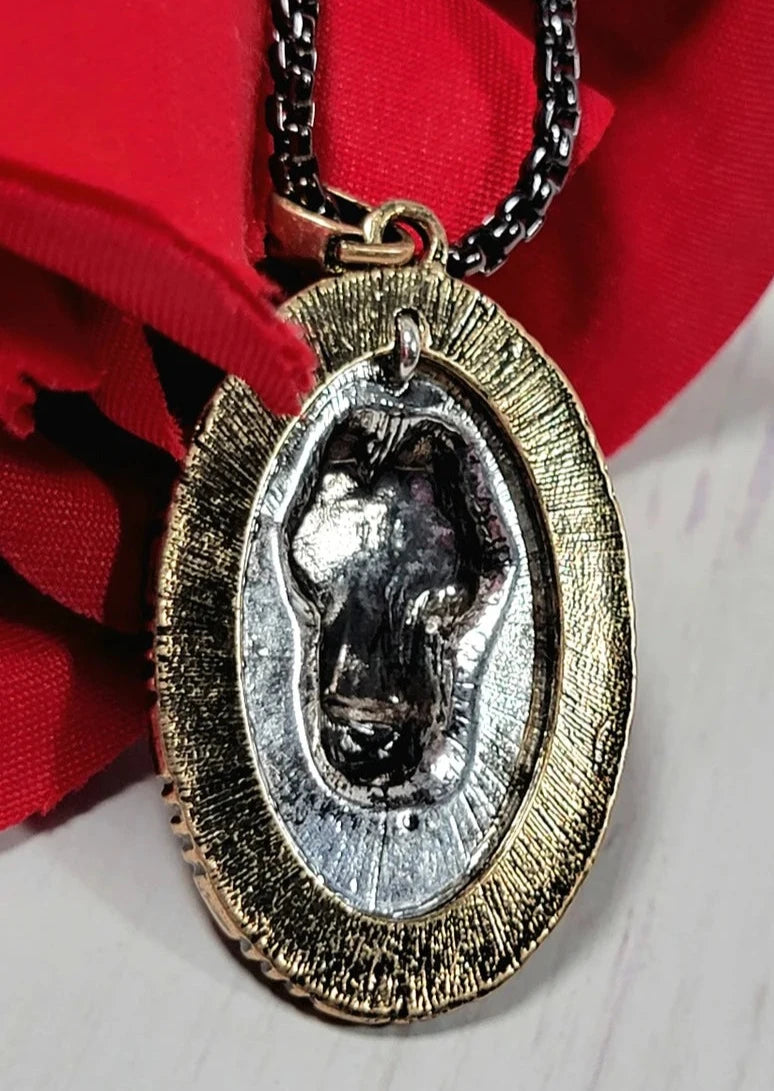 Collier tête de lion, mode masculine, bijoux symboliques, cadeau mémorable fait à la main, collier en hématite plaquée, cadeau de la fête des pères, force