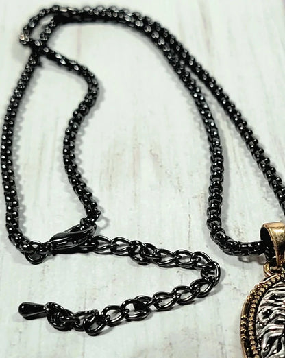 Collar de cabeza de león, moda masculina, joyería simbólica, regalo memorable hecho a mano, collar de hematita plateada, regalo del día del padre, fuerza