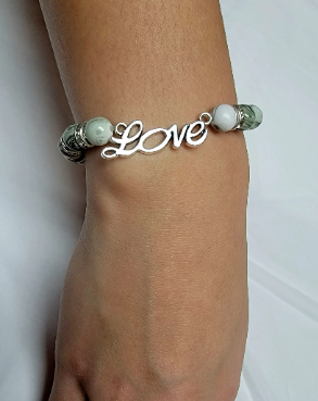 Bracelet w/ Engraved Love Design, Starfish Charm Ocean-Inspired Bracelet