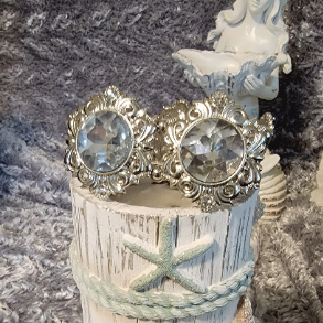 Verre miroir dans un coffret floral, design inspiré de l’Art déco, bracelet chic fait à la main, accessoire à thème vintage, bijoux de mariage élégants