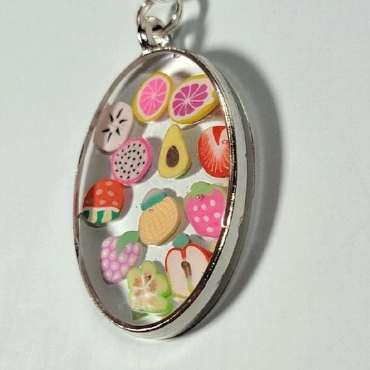 Summer Fruit Medley Necklace, Tropical Style Pendant, Juicy Springtime Fashion Jewelry, Vibrant Summer Charm, Must-Have Springtime Accessory