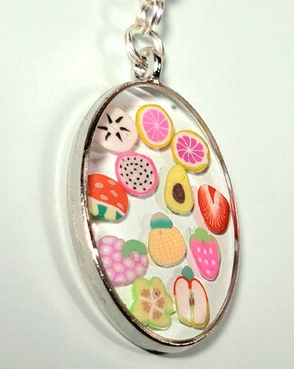 Summer Fruit Medley Necklace, Tropical Style Pendant, Juicy Springtime Fashion Jewelry, Vibrant Summer Charm, Must-Have Springtime Accessory