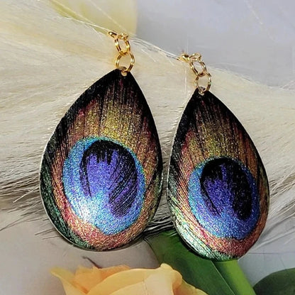 Colgante de lágrima de pavo real, pendientes para mujeres seguras de sí mismas, pieza de joyería llamativa, colgante colorido deslumbrante, perfecto para noches elegantes