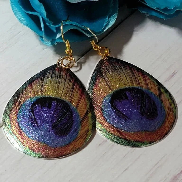 Peacock Teardrop Dangle, Earrings for Confident Women, Bold Statement Jewelry Piece