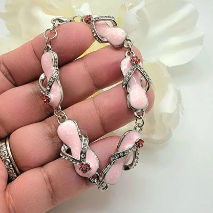 Pulsera con cuentas de chanclas rosas, encanto con temática de verano, joyas caprichosas bañadas por el sol, accesorio de muñeca de memoria de vacaciones, elegante temática de playa