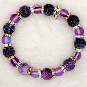 Bracelet de guérison Purple Agate, bijoux en cristal de pierre de lune, accessoire unique pour femmes faits à la main, équilibre et relaxation, polyvalence glamour