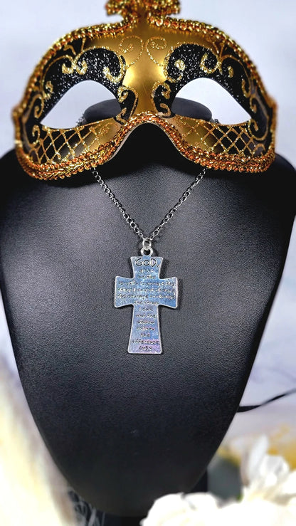 Serenity Prayer Crucifix Necklace, Jewelry for Daily Reflection, Timeless Testament Pendant