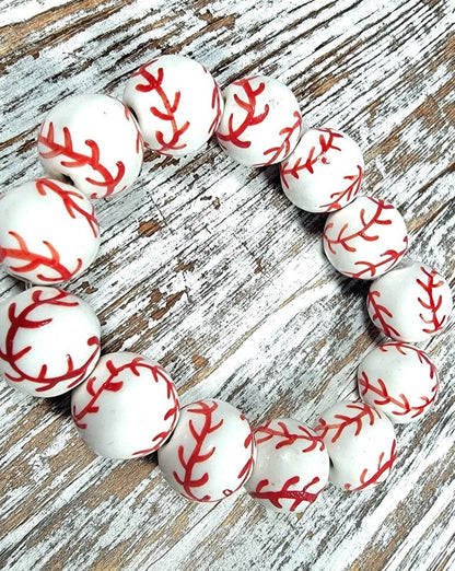 Pulsera con cuentas de béisbol de softbol, ​​joyería para mamá deportiva, accesorio impermeable, moda para atletas, pulsera de cerámica ligera, estiramiento duradero