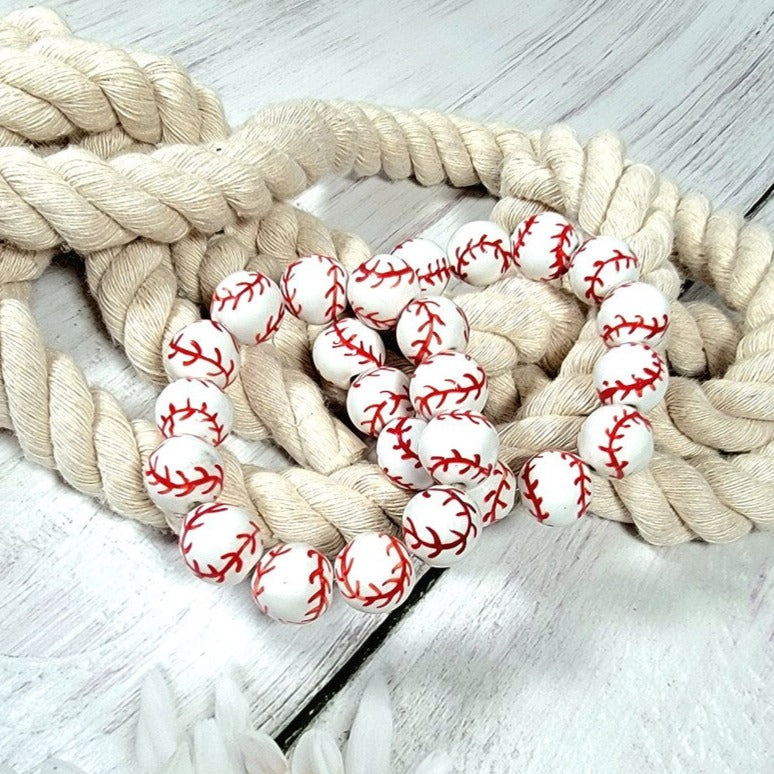 Pulsera con cuentas de béisbol de softbol, ​​joyería para mamá deportiva, accesorio impermeable, moda para atletas, pulsera de cerámica ligera, estiramiento duradero