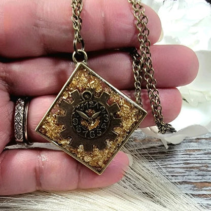 Statement Steampunk Necklace, Industrial Style Fashion Jewelry, Victorian Era Accessory, Vintage-Inspired Pendant, Retro-Futuristic Design Charm, Punk Jewelry