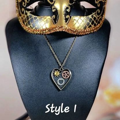 Collar Steampunk de corazón romántico, accesorio victoriano atemporal, accesorio de fusión moderno, regalo para los amantes de la joyería vintage, revestido de resina