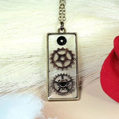 Steampunk Cogs & Wheels Necklace, Vintage Themed Pendant, Handmade Custom Made Unisex Accessory, Mechanical Industrial