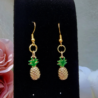 Summer Beach Earrings, Tropical Party Dangle, Festive Jewelry, Pink Flamingo Drop, Tropical Leaf Charm, Bloody Mary Pendant