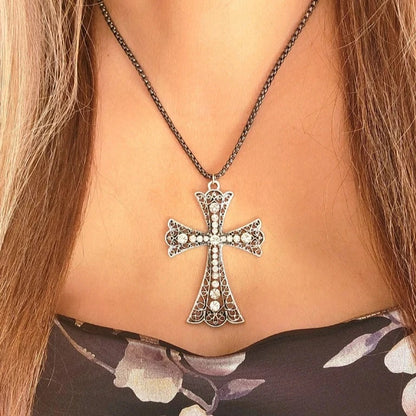 Victorian Themed Flared Silver Cross Necklace, Catholic Jewelry, Orthodox Pendant, Celtic Crucifix, Modern Timeless Design, Faith & Fashion