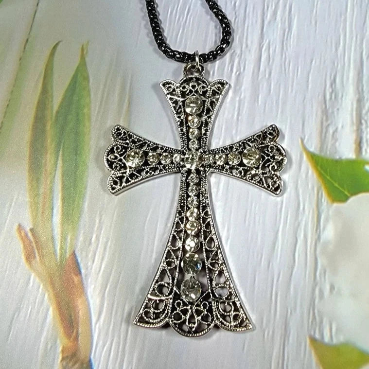 Victorian Themed Flared Silver Cross Necklace, Catholic Jewelry, Orthodox Pendant, Celtic Crucifix, Modern Timeless Design, Faith & Fashion